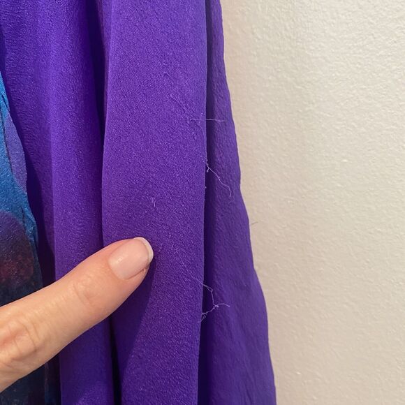 Vintage Chez Zvanni Silk Blouse Women’s Size Medium M Purple Blue Tiered Layers - Picture 8 of 11